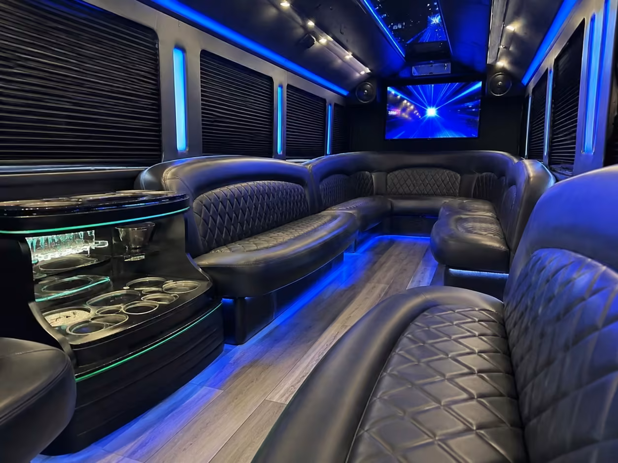 20 passenger party bus inside